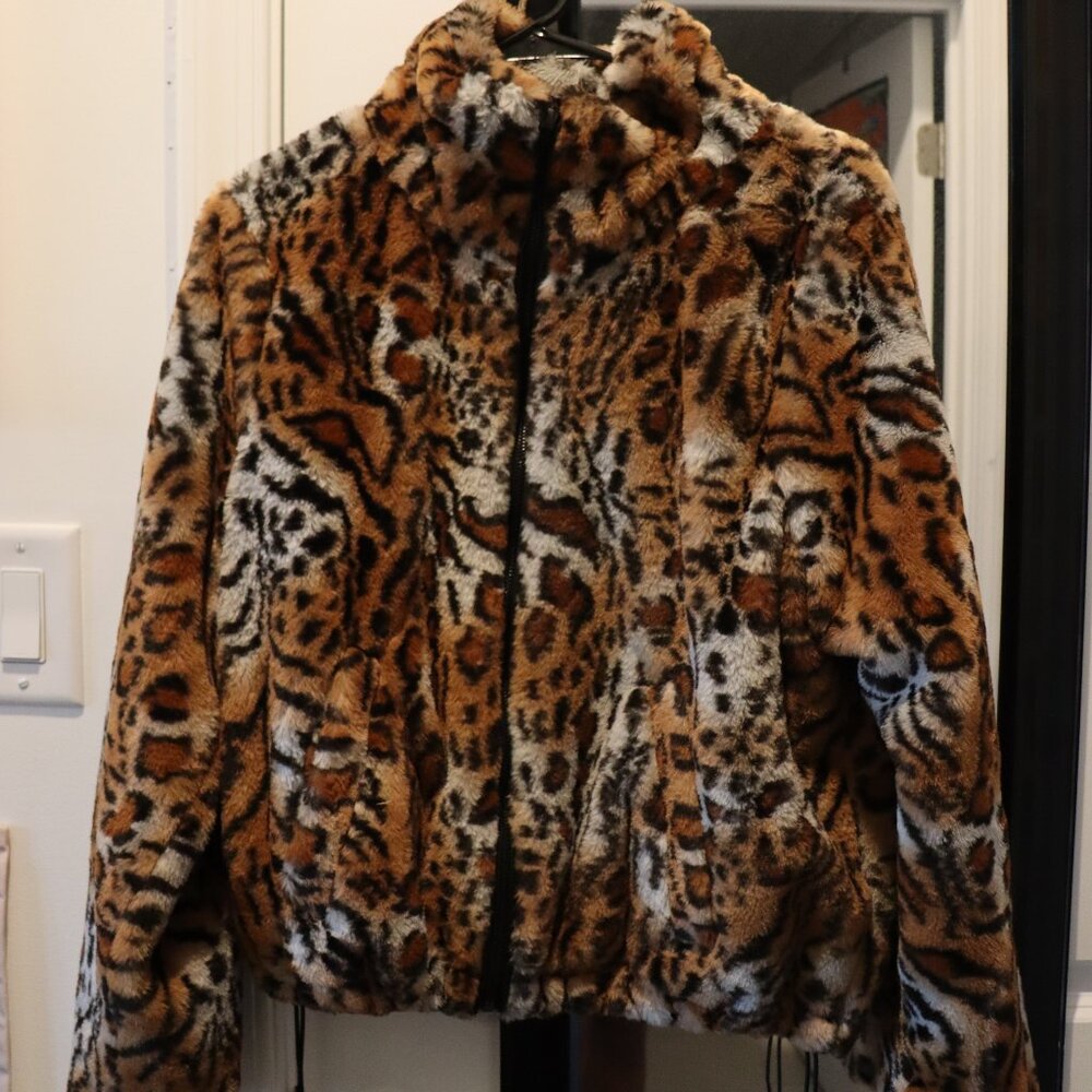 Animal Print Faux Fur Jacket